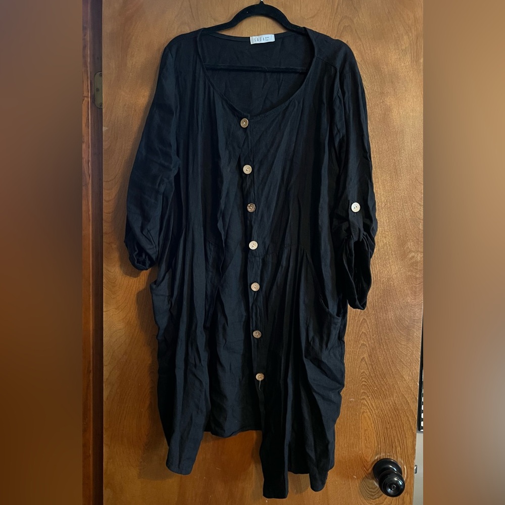 Elegant Black Button-Down Dress
